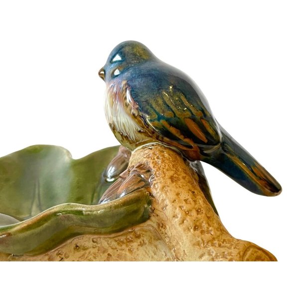 Ceramic Drip-Glazed Blue Bird Leaf Serving Dish, Candy Nut Tray Sculpture-ZQQQC - Picture 8 of 16